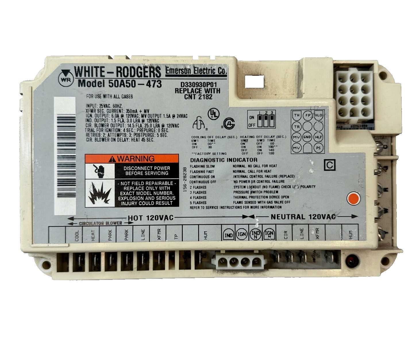 50A50-473 GUARANTEED WORKING CNT2182 Gas Furnace Control Board D330930P01