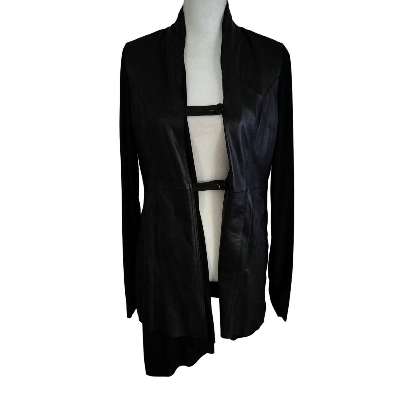 Artico Size S Italian Ovine Sammy Sheep Leather Jacket Drapey Mixed Media Black Artico Size S Italian Ovine Sammy Sheep Leather Jacket Drapey Mixed Media Black