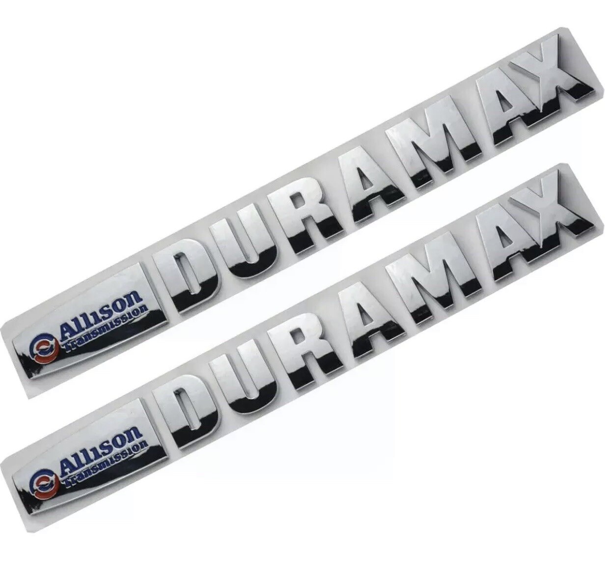 2x Chrome Allison Transmission Duramax Hood Letter Logo Emblm Badge Trucks