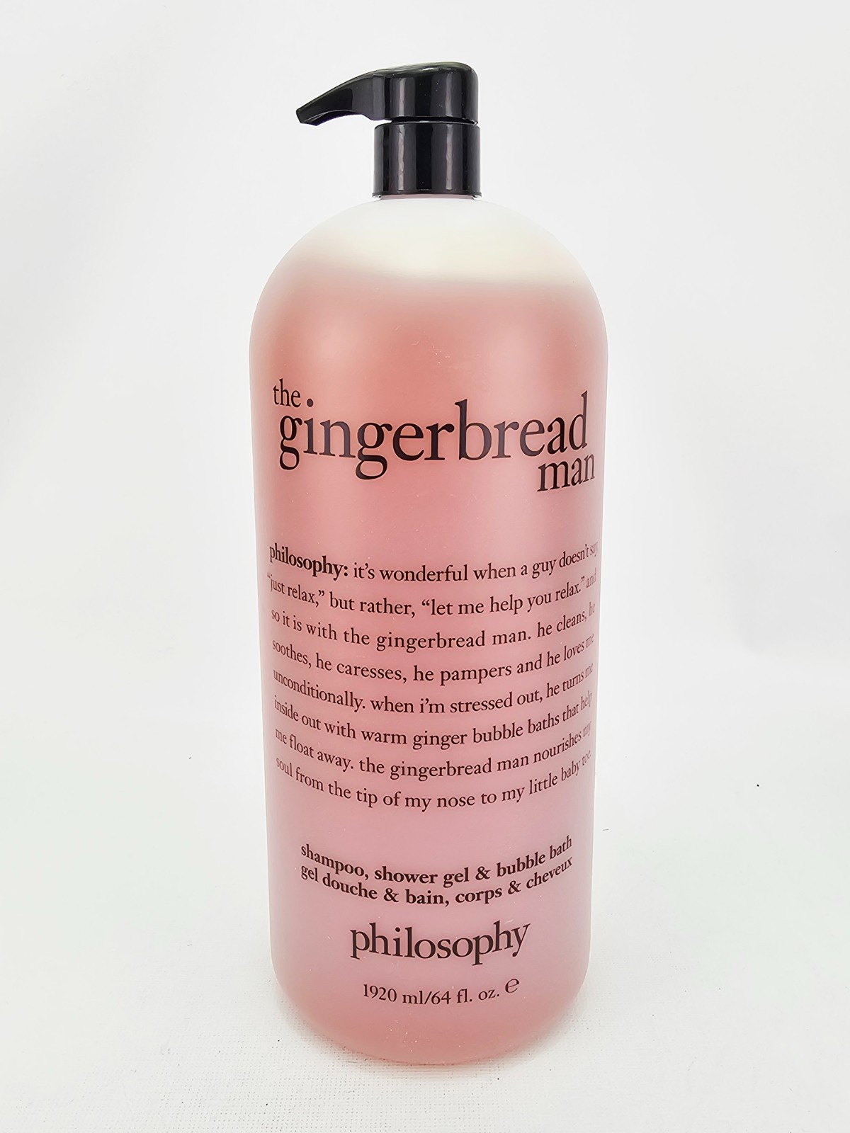 Philosophy The Gingerbread Man Shampoo Shower Gel Bubble Bath Jumbo 64 oz NEW