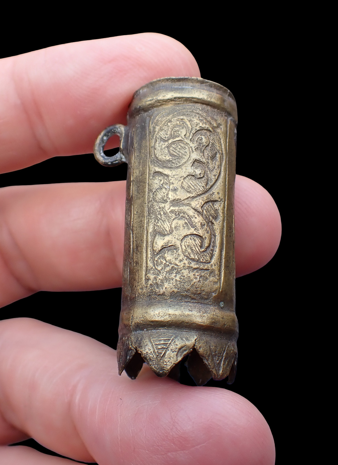A beautiful decorated Medieval metal detecting find - It\'s unknown what it is?