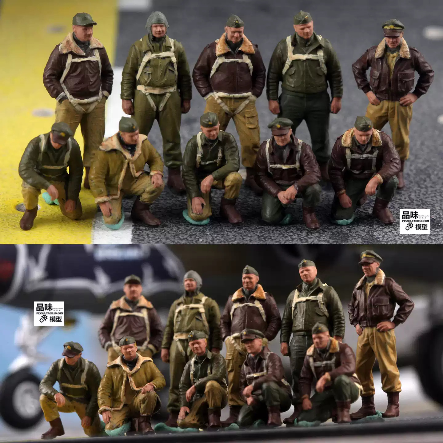 Homemade 1/72 American Bomber Brigade Team Member 10-persons Finished Model