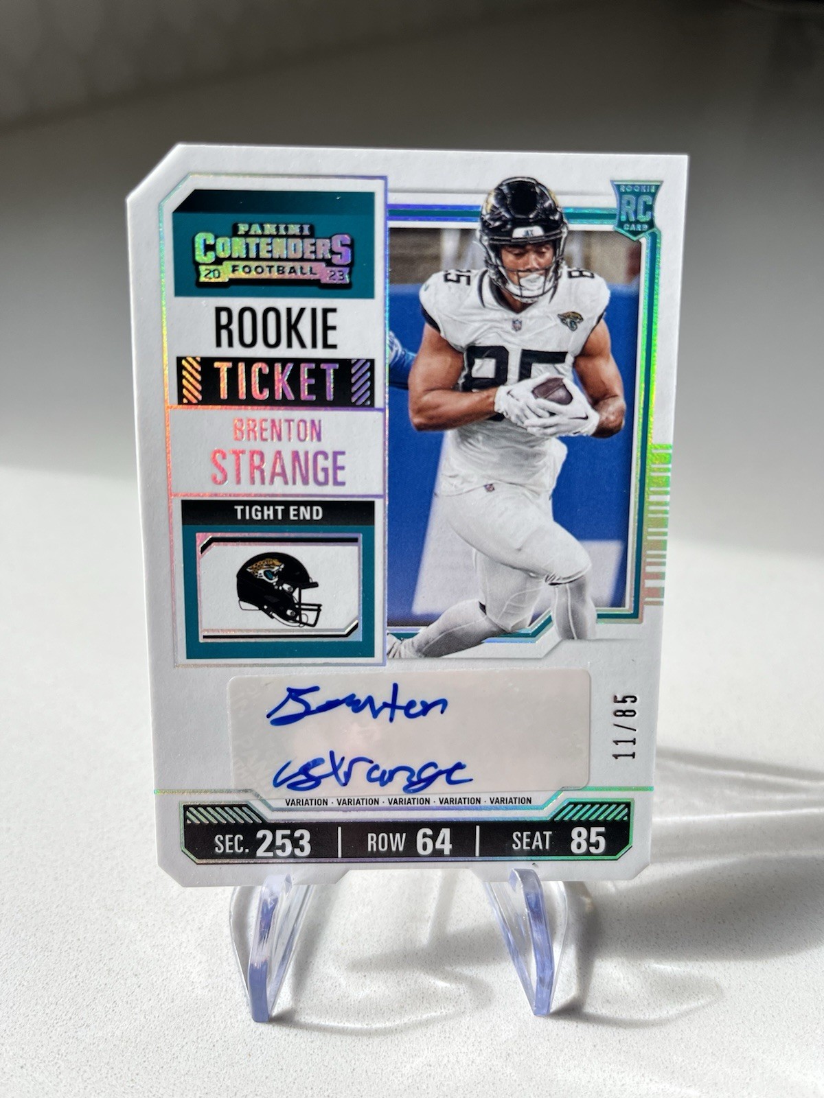 2023 Panini Contenders Brenton Strange Rookie Ticket Auto 11/85 Variation RC#201