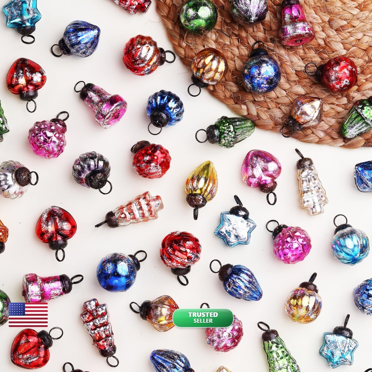 Indianshelf 25 Piece Handcrafted Glass Vintage Ornaments Gift Vintage Christmas