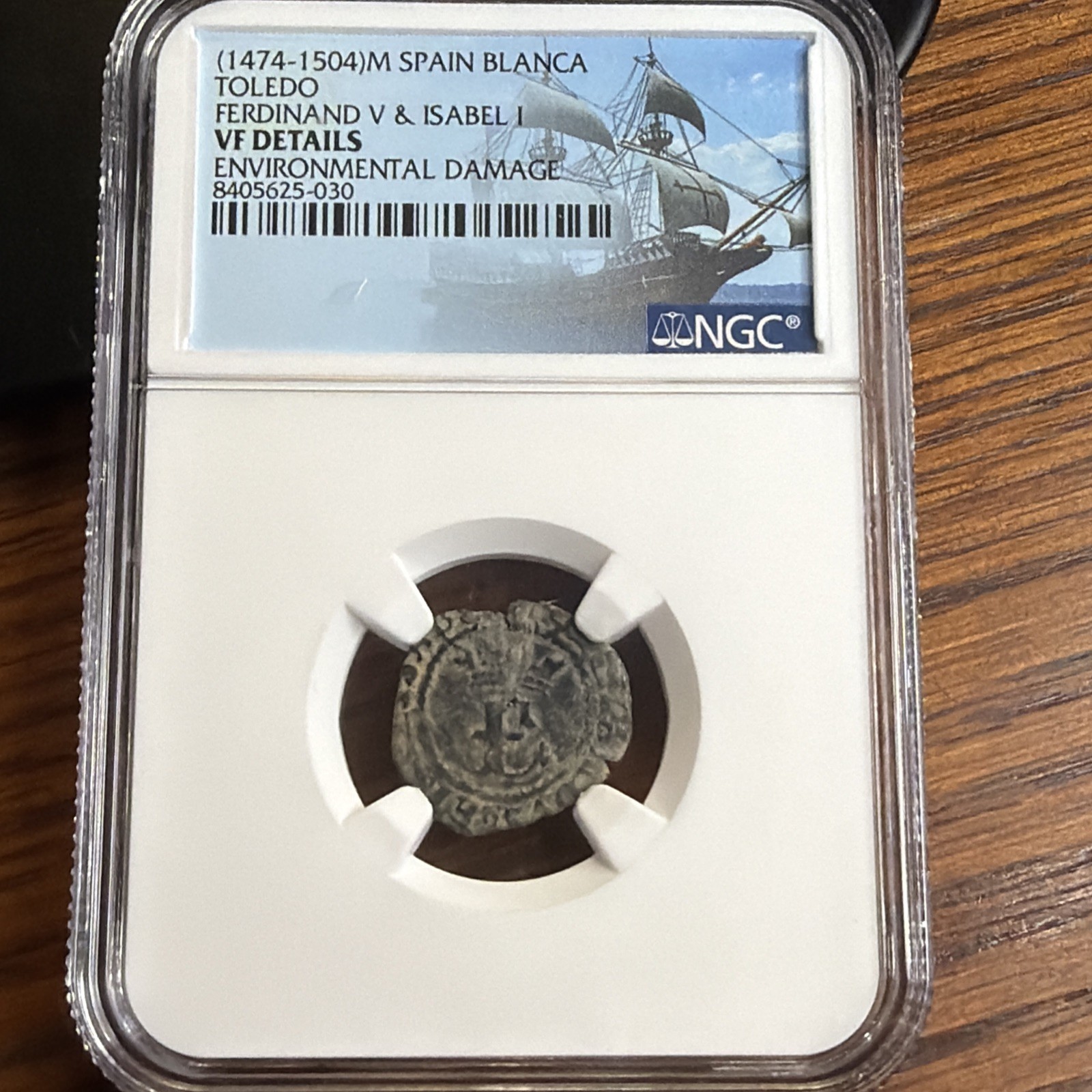 (1474-1504) Spain Blanca Toledo Ferdinand V & Isabel 1 NGC Very Fine Details