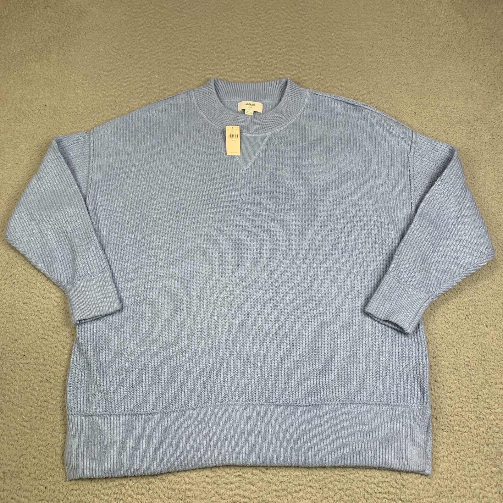 Aerie Sweater Womens XS Monaco Blue Ribbed Fuzzy Soft NEW Aerie Sweater Womens XS Monaco Blue Ribbed Fuzzy Soft NEW