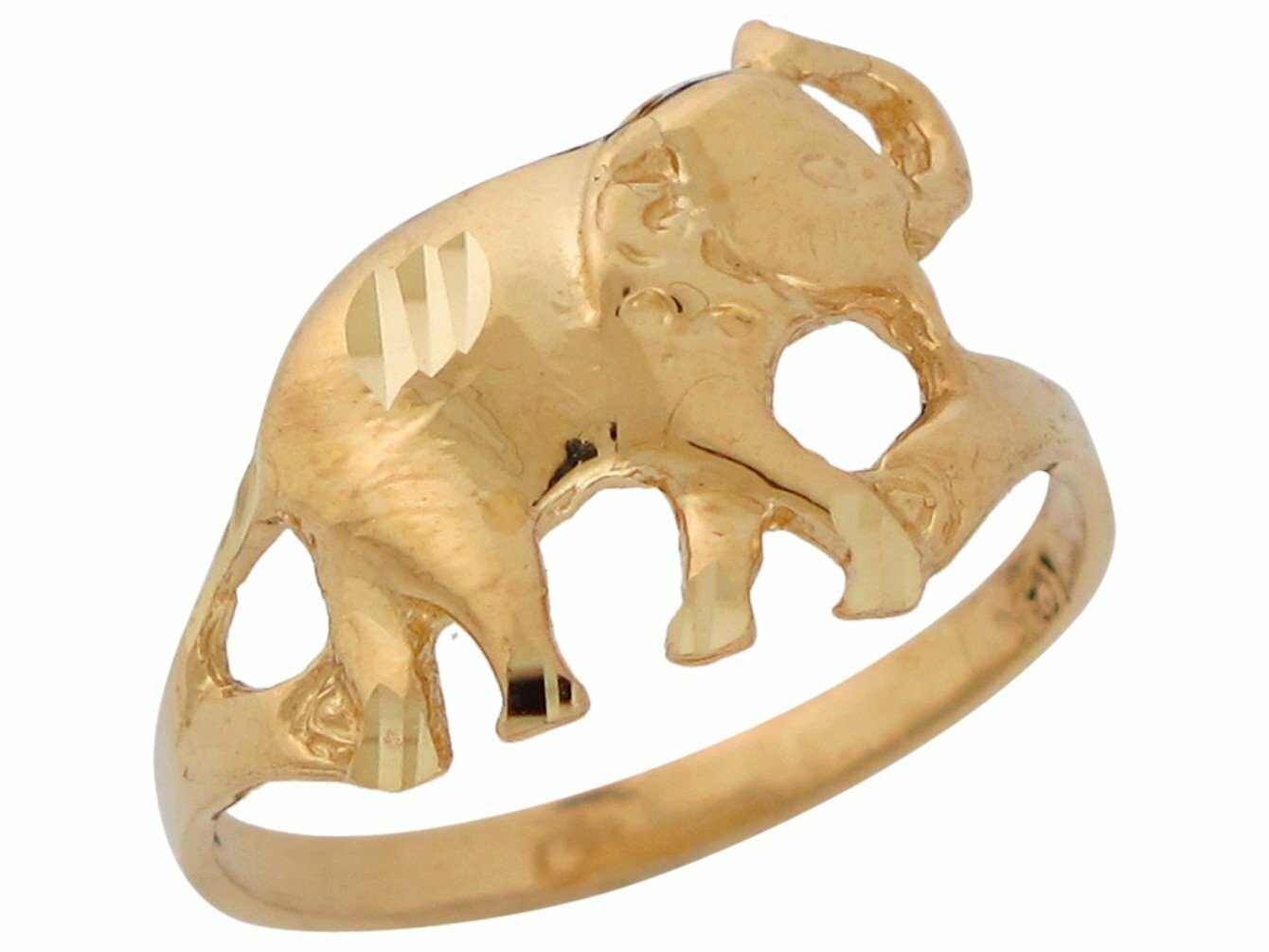 10k or 14k Yellow Gold Gorgeous Majestic Elephant Animal Ladies Ring