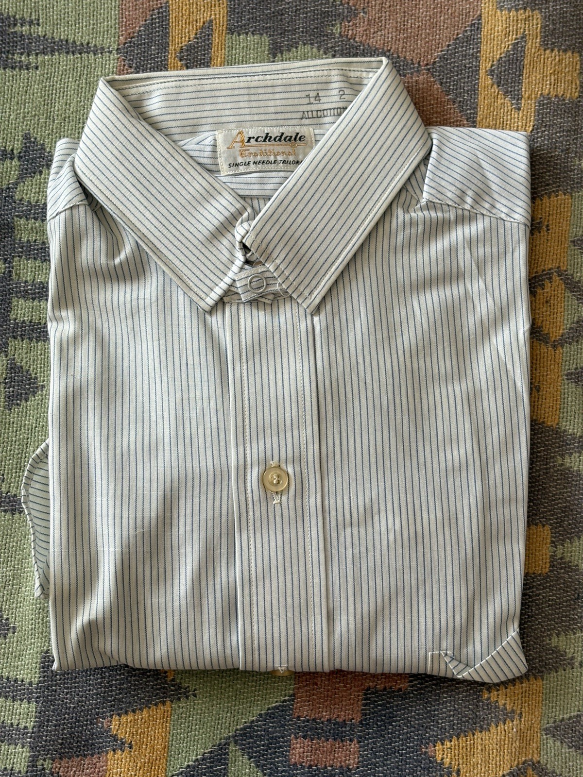Vintage DEADSTOCK 60s Archdale Stripe All Cotton Button Down Shirt 32 Vintage DEADSTOCK 60s Archdale Stripe All Cotton Button Down Shirt 32
