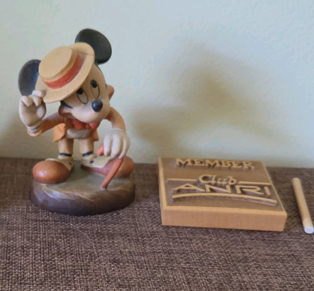 2 items: Anri Member Wood plaque & repaired mickey 2 items: Anri Member Wood plaque & repaired mickey