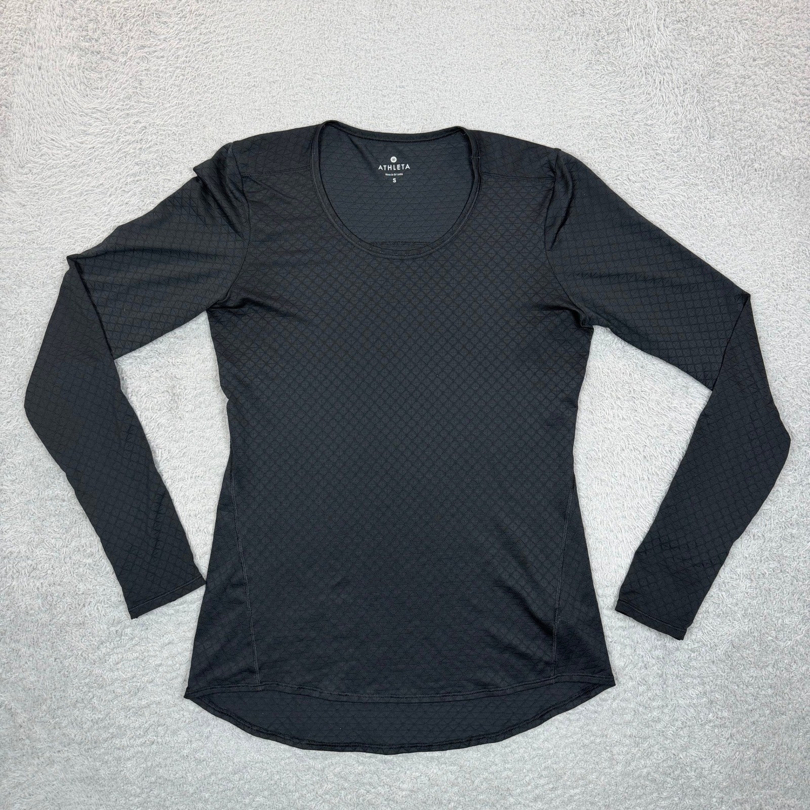 Athleta Black Diamond Textured Long Sleeve Top Thumbholes 138200 Womens Small