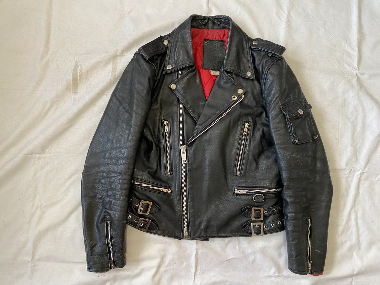 vintage CAMPRI biker leather jacket motorcycle black M 38-40? lewis punk rock