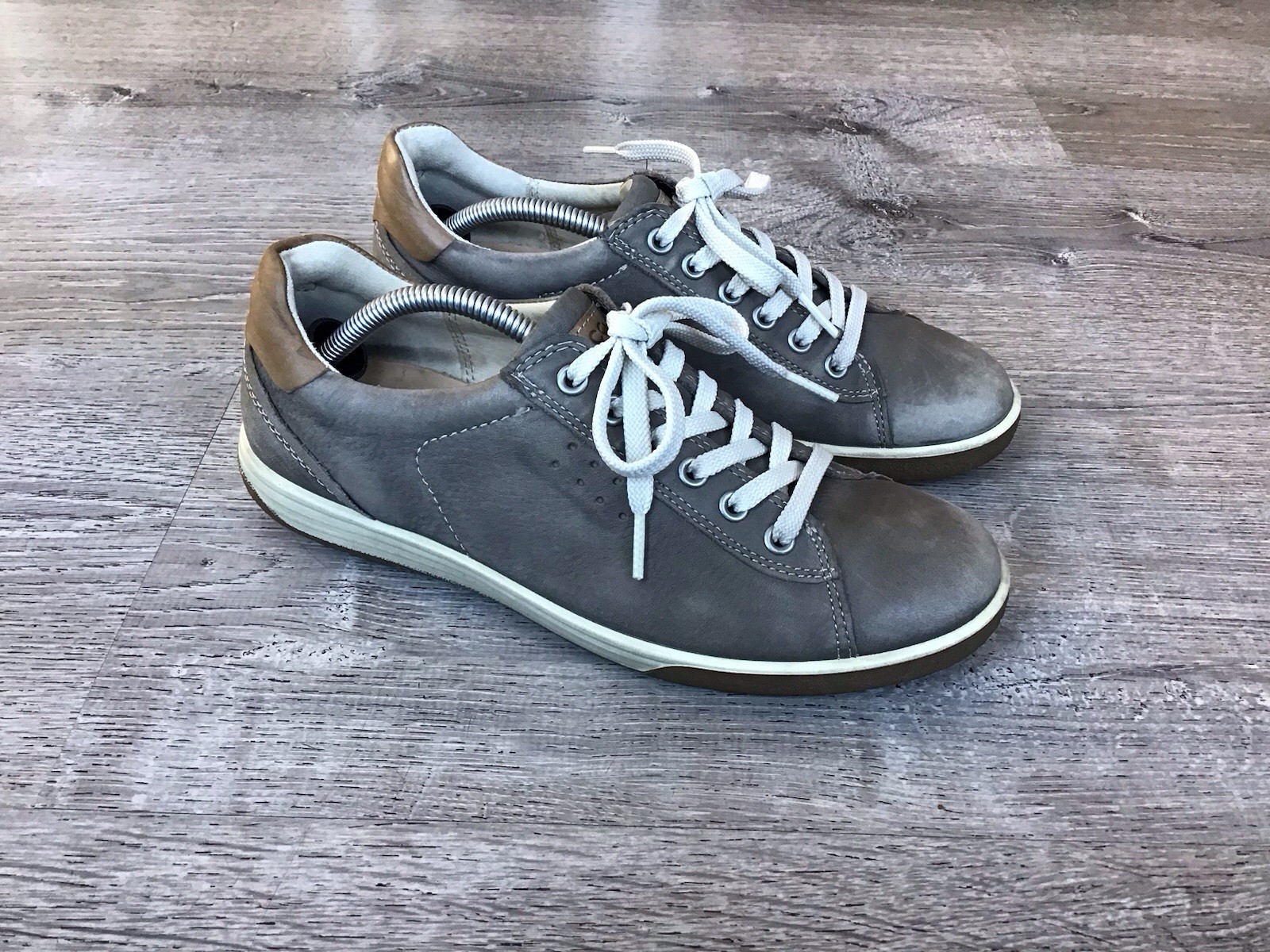 Ecco Chase II Womens EU 38 US 7 Fashion Sneakers Shoes Grey Nubuck Leather