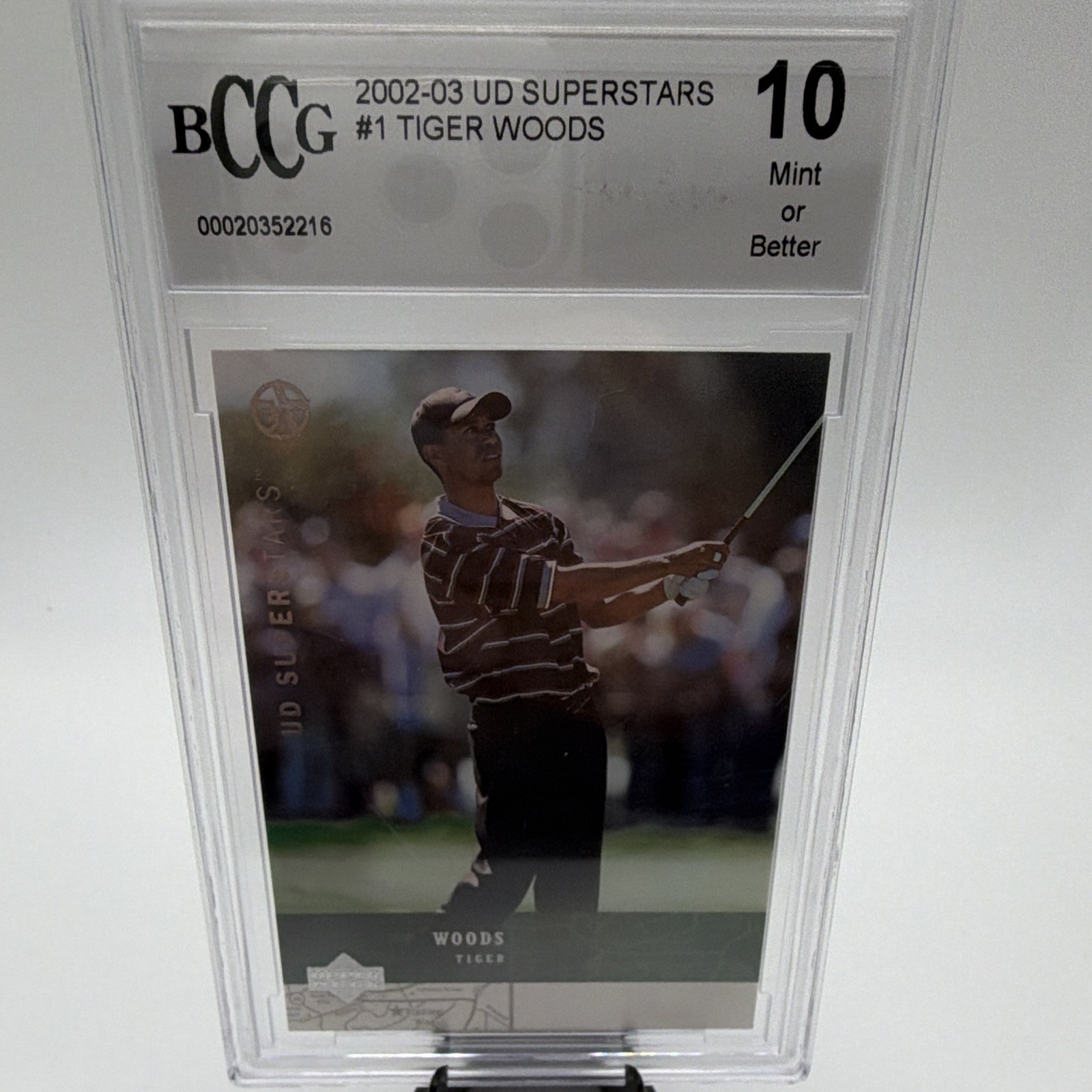 Upper Deck 2002-03 UD Superstars Tiger Woods #1 BCCG 10 Graded Card