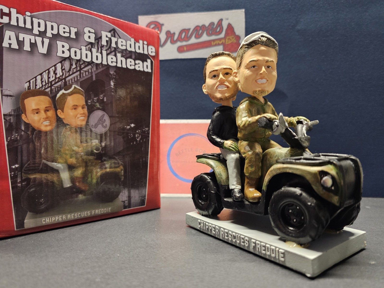 Chipper Jones & Freddie Freeman Atlanta Braves MLB 2016 SGA Bobblehead NIB...