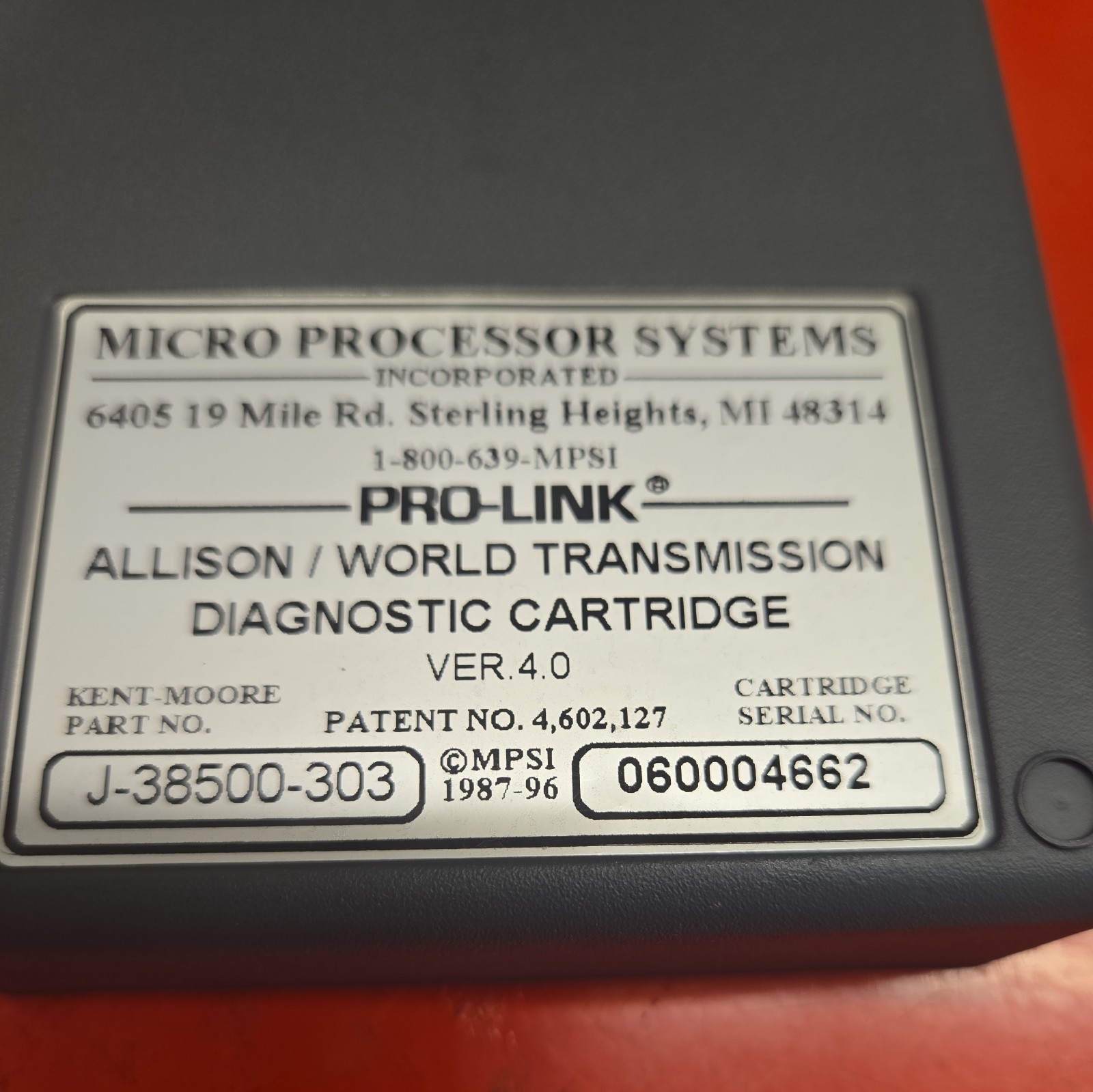 NEXIQ MPSI Pro-Link J-38500-303 Allison World Transmission WTEC III Diagnostic