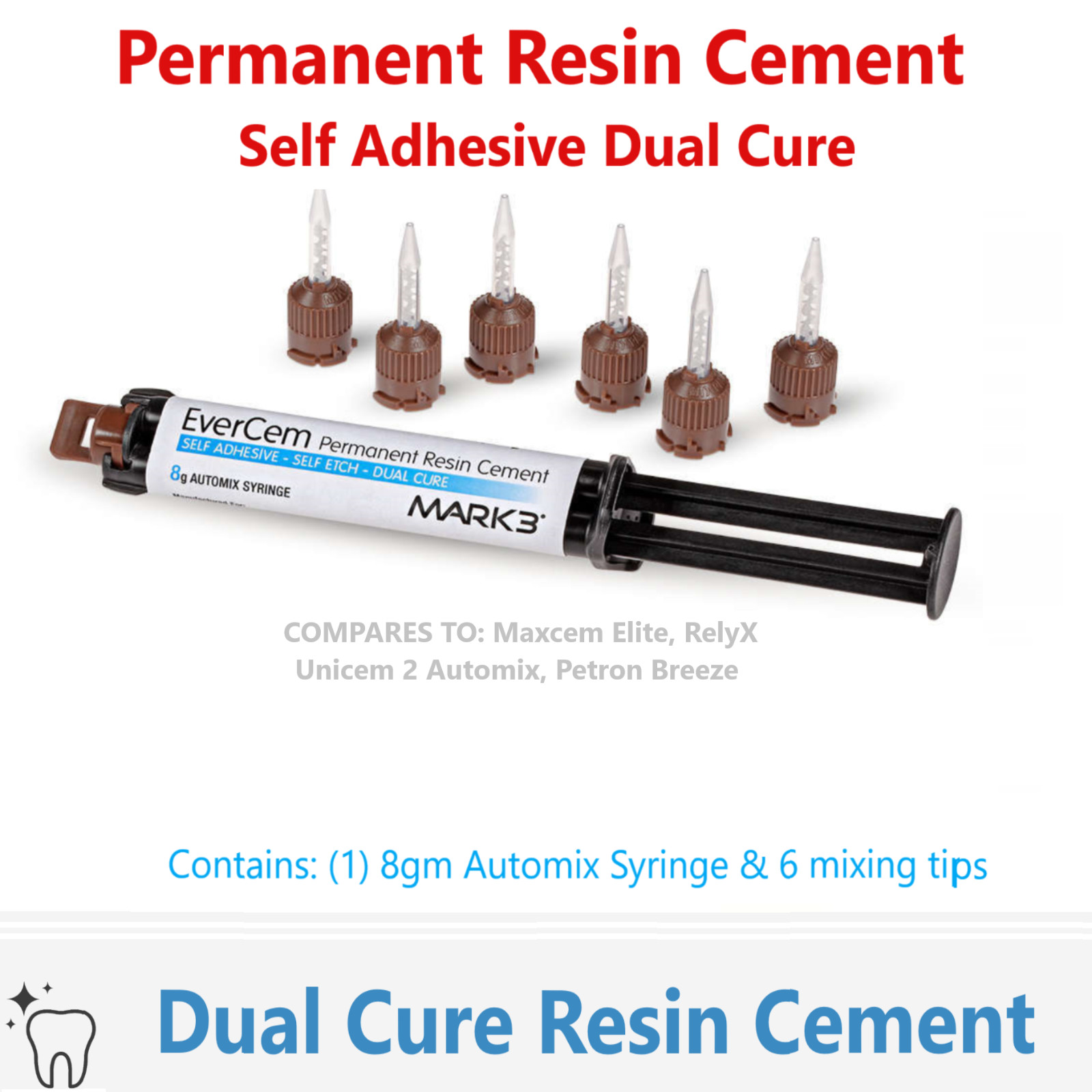 Dental Permanent Resin Cement Universal Dual Cure 8gm. Automix Syr, Exp: 04/2028