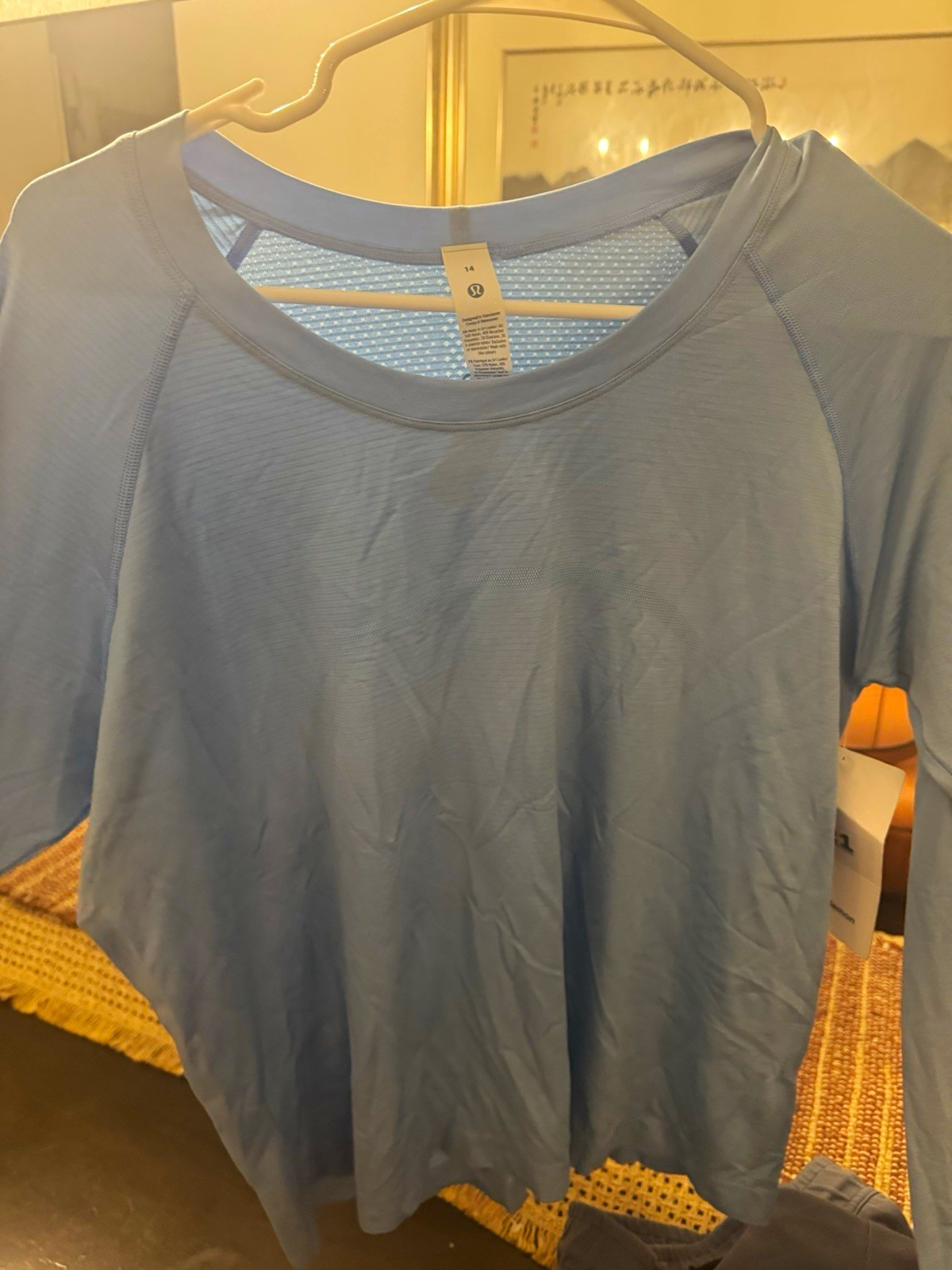lululemon Women\'s Swiftly Tech 2.0 long Sleeve Knit Blue Scoop Neck 14