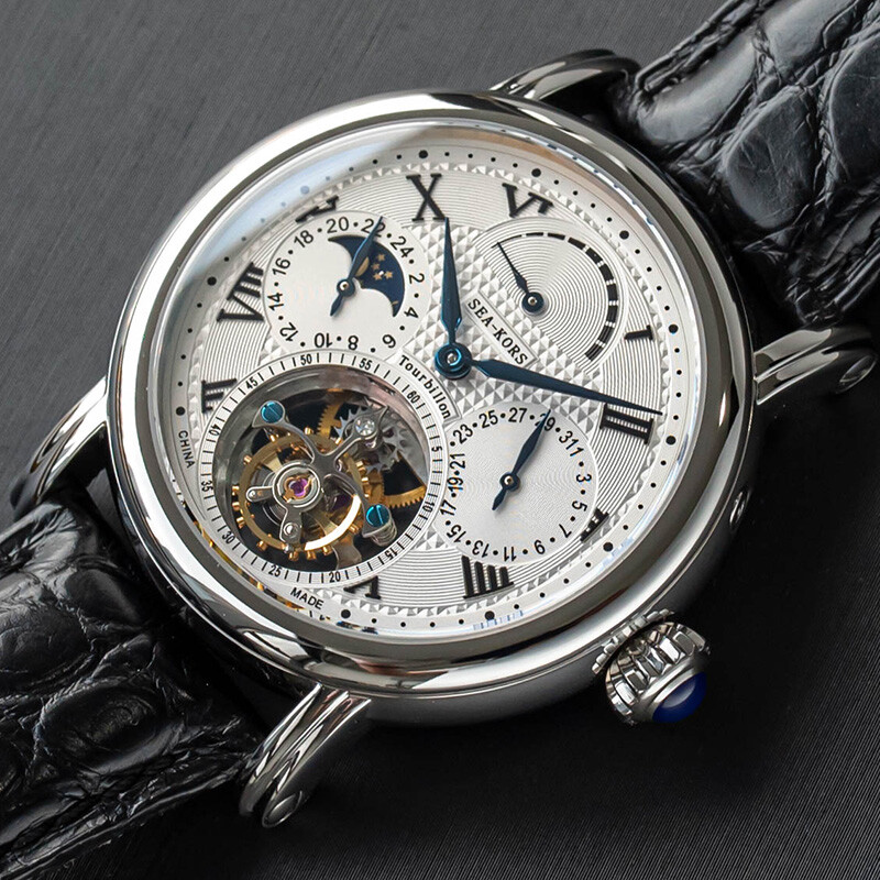 Sugess Seakors Genuine Tourbillon Seagull ST8007 Mechanical Mens Watch SE8007SK