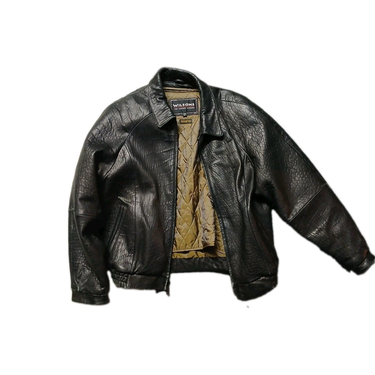 textured leather bomber jacket from Wilsons Thinsulate Insulated Size M textured leather bomber jacket from Wilsons Thinsulate Insulated Size M