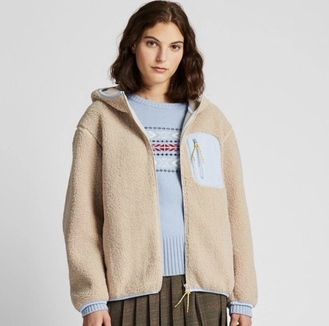 Uniqlo x JW Anderson Women\'s Large Teddy Fleece Beige Blue