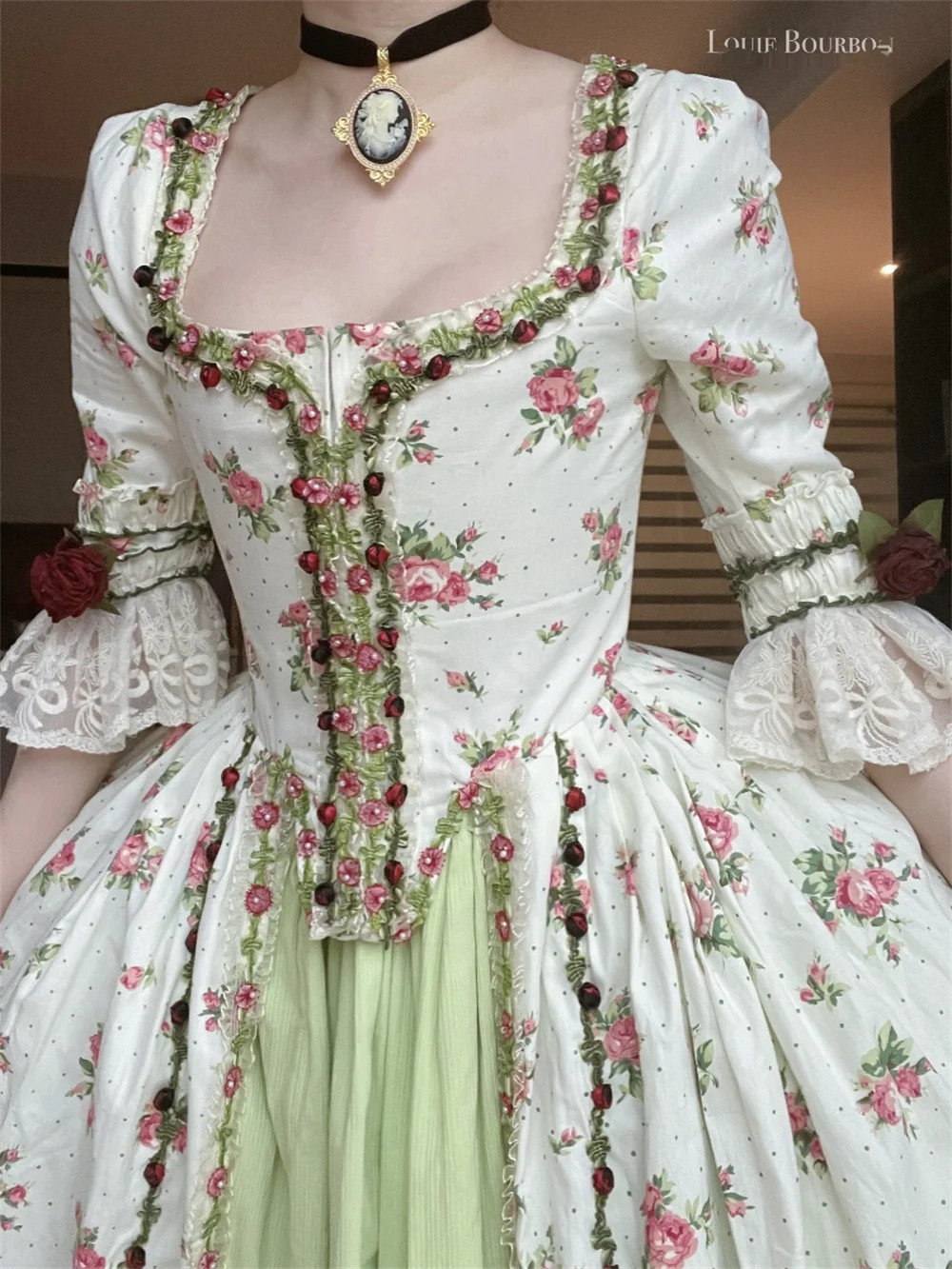 18th Century Rococo Floral Ball Gown Marie Antoinette Victorian Cosplay Dress