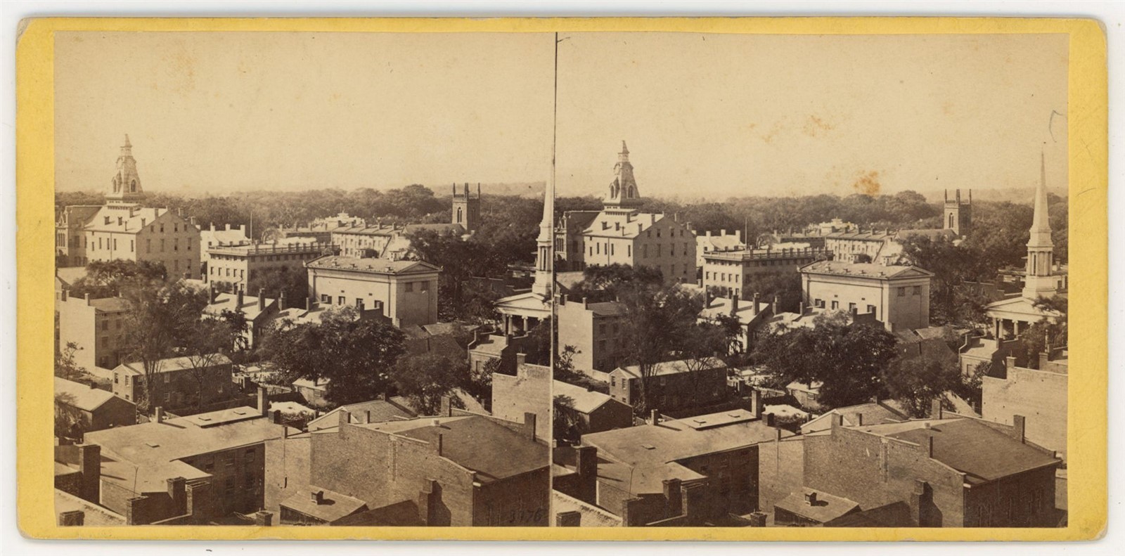 CONNECTICUT STEREOVIEW - New Haven - Courthouse from Above - Whitney 1860s