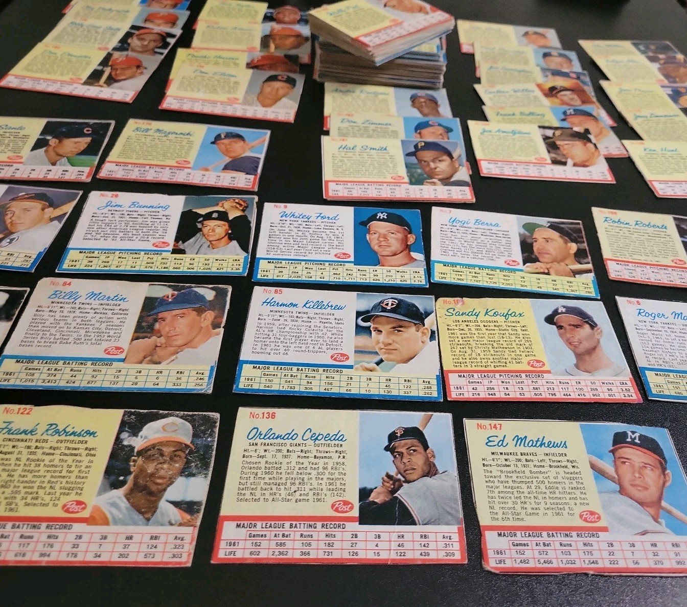 1962 Post Cereal Baseball Lot- 113 Cards -W/ Mantle Aaron Clemente Mays - Loaded
