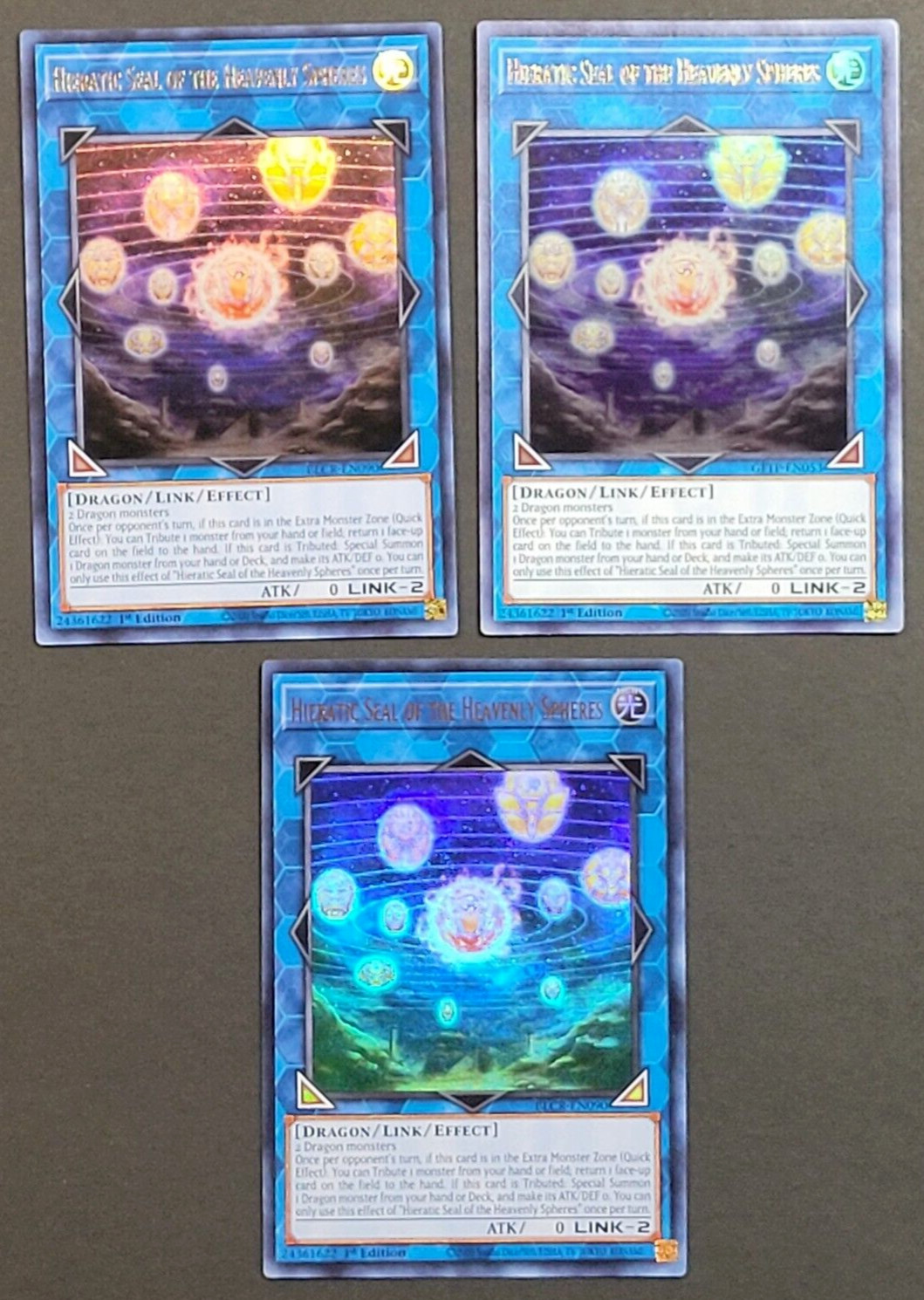 Yugioh - 3x Hieratic Seal of the Heavenly Spheres - BLCR-EN090 - LP/NM, 1st 2022
