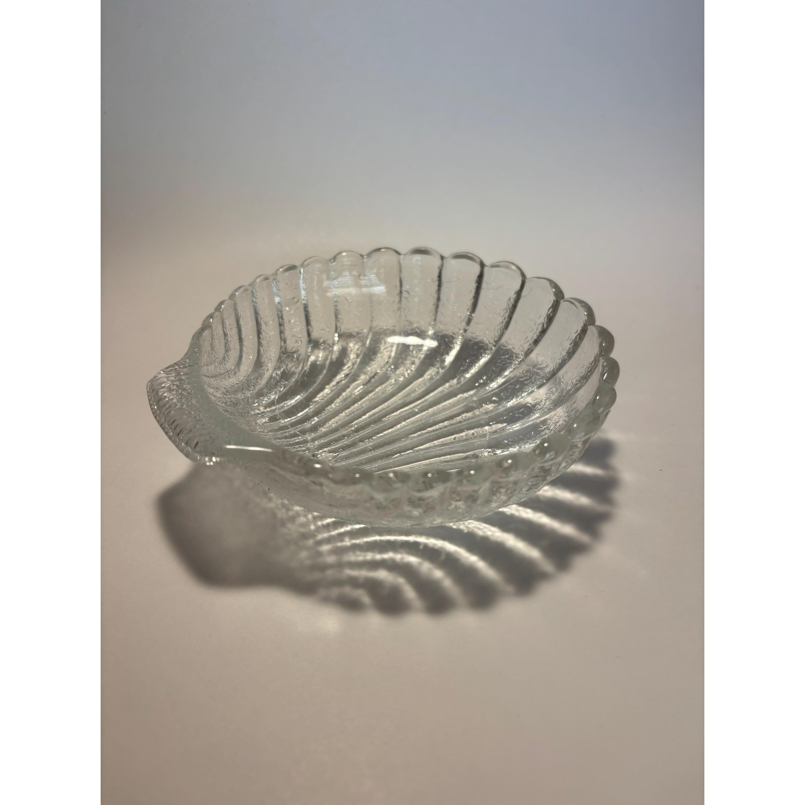 Vintage Shell-Shaped Glass Trinket Dish, Jewelry Holder, Scalloped Catchall