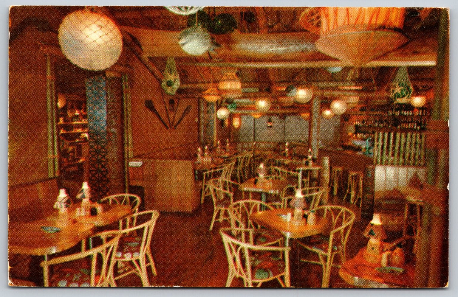 Vintage 1960 Trader Vic's Outrigger Restaurant Postcard Cosmopolitan Hotel E106