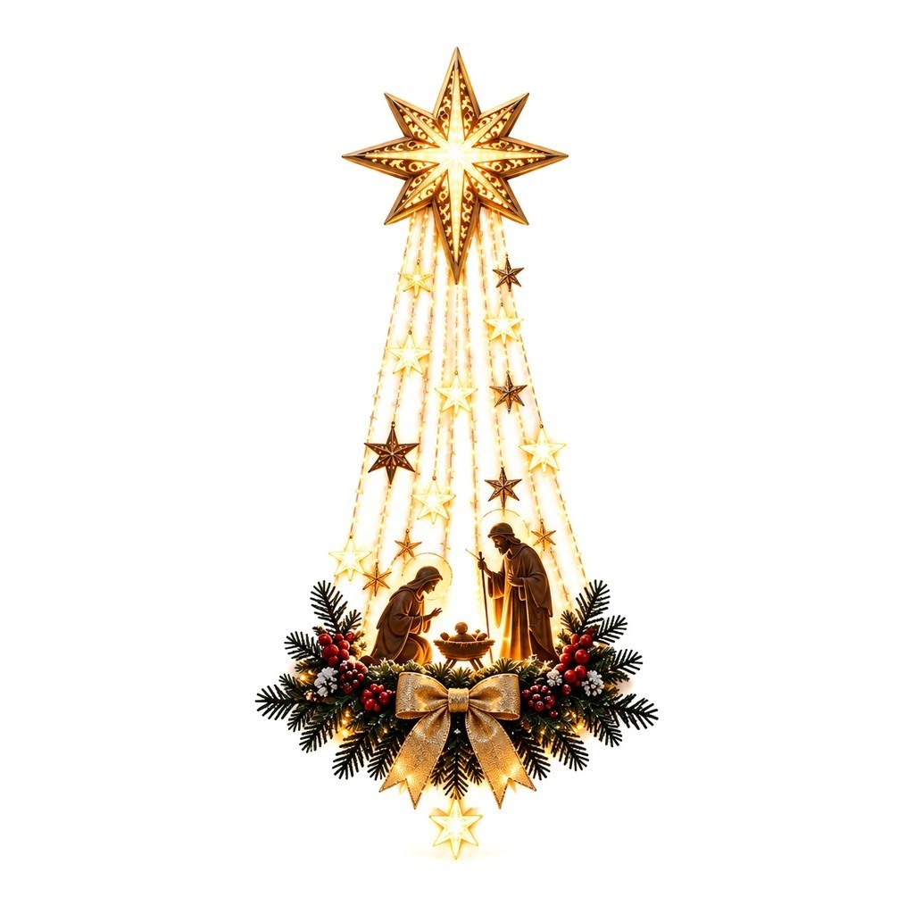 Bethlehem Star Of Faith Lighted Nativity Wall Decor for Christmas Lights