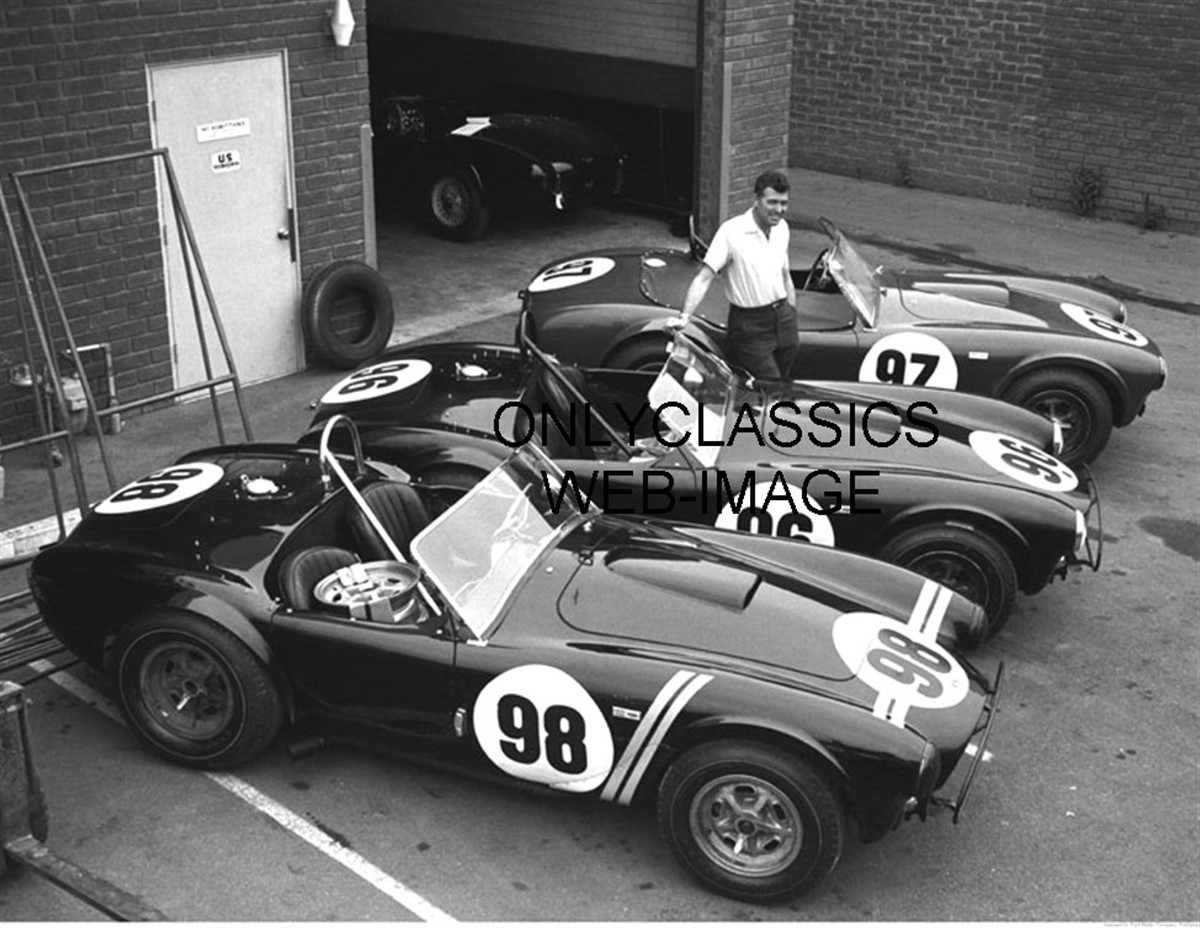 CARROLL SHELBY & AC COBRA SPORTS CAR AUTO RACING 8.5X11 PHOTO AUTOMOBILIA GARAGE
