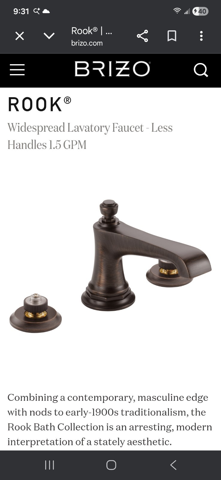 Brizo 65360LF-RBLHP Rook 1.5 GPM Widespread Lavatory Faucet Less Handles Brizo 65360LF-RBLHP Rook 1.5 GPM Widespread Lavatory Faucet Less Handles