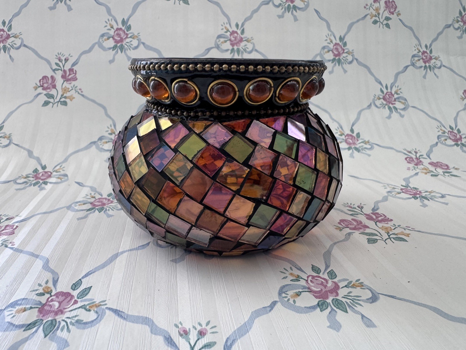 NIB PartyLite Votive Candle Holder Global Fusion Mosaic Retired