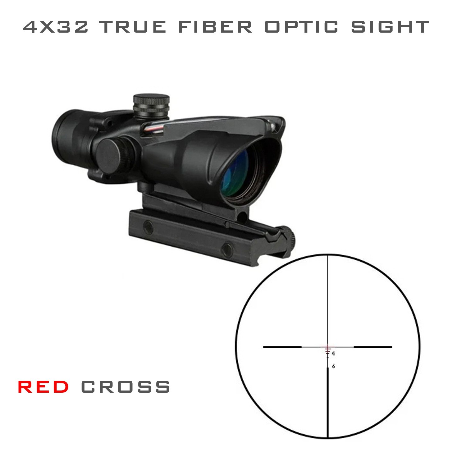 ACOG 4x32 True Fiber Optic Red Green Crosshair Illuminated Tactical Sight Scope