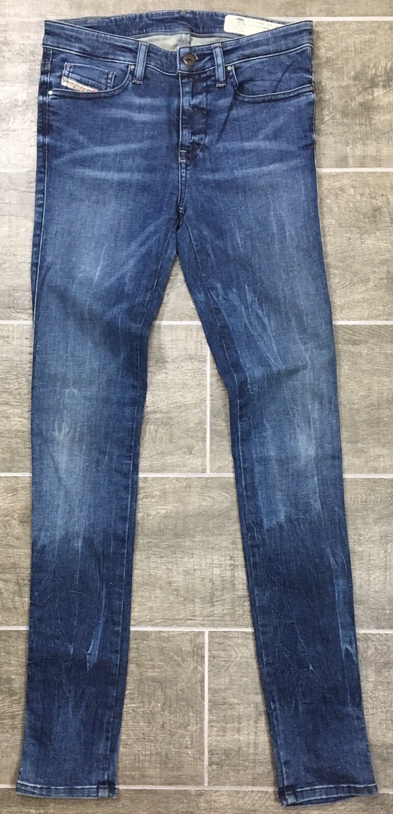 Diesel Skinzee Jeans Super Slim Skinny Regular Waist Wash RS030 Blue $198 NWT