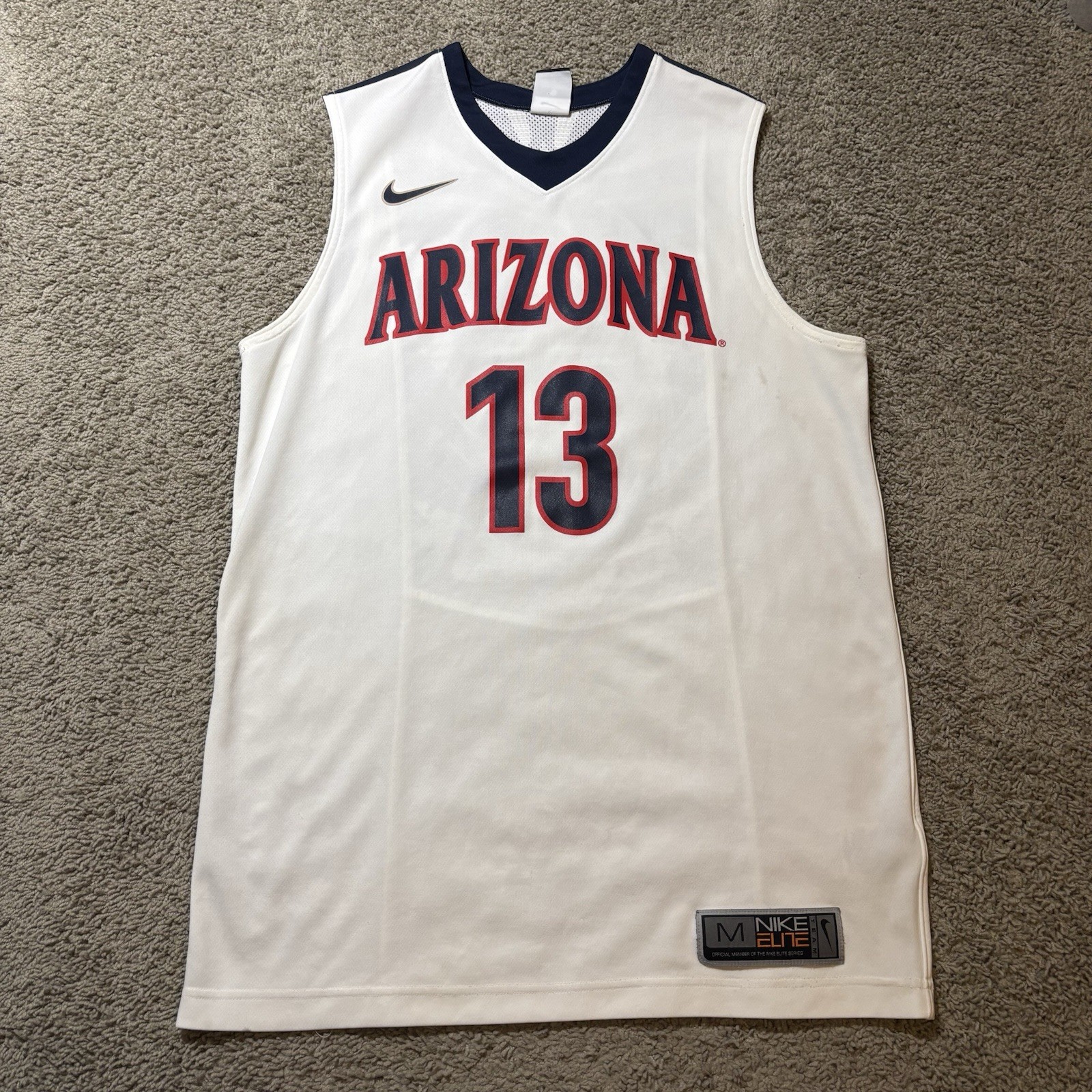 Nike Elite Arizona Wildcats Basketball Jersey #13 Mens Medium White College Nike Elite Arizona Wildcats Basketball Jersey #13 Mens Medium White College