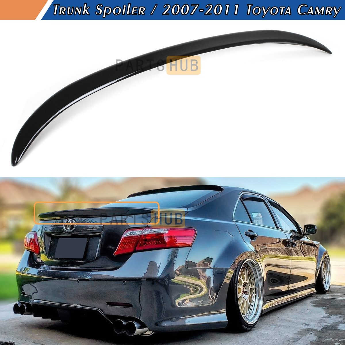For 07-11 Toyota Camry OE Factory Style Gloss Black Rear Trunk Lip Wing Spoiler