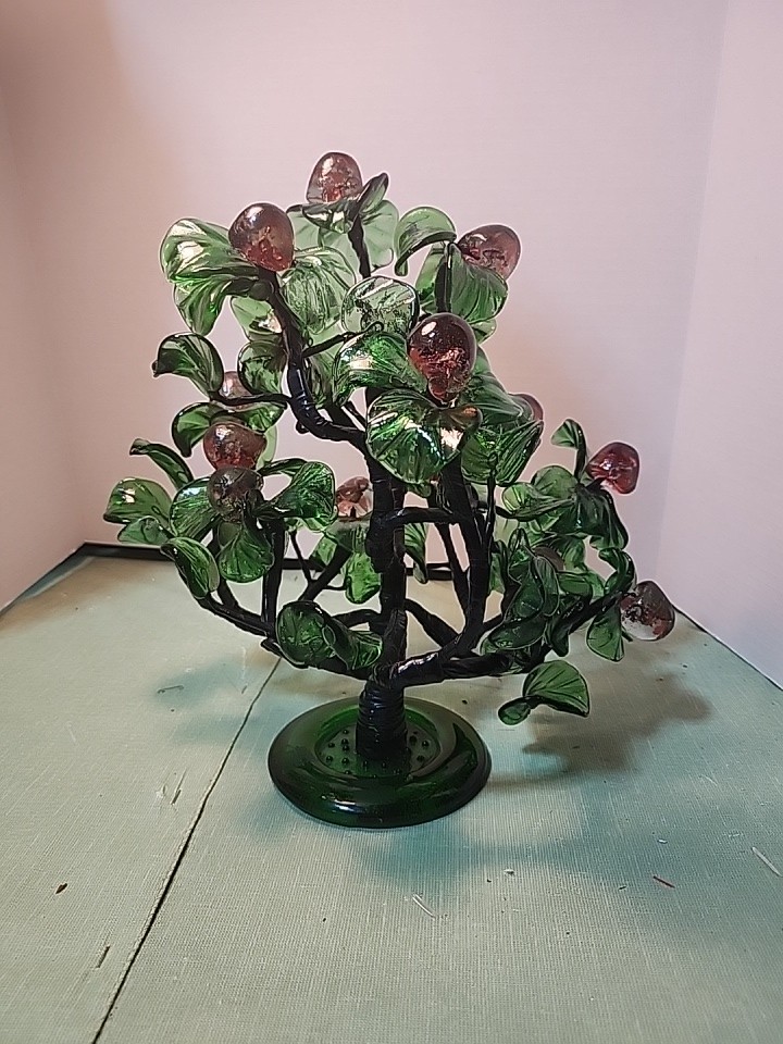 MCM Venetian Murano Style Blown Glass Fruit Tree Art Sculpture 12”x12”x12”