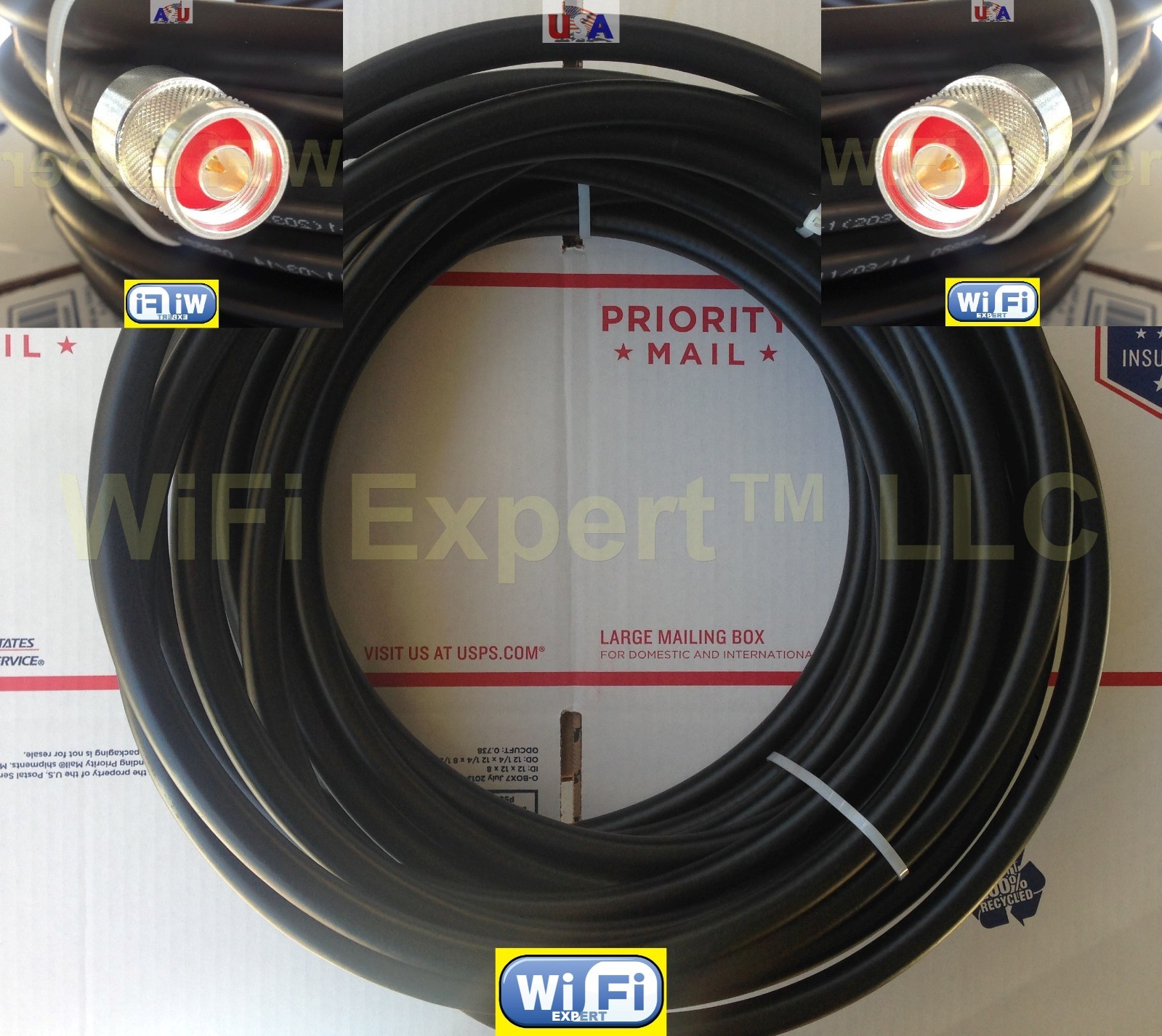 50-200' TIMES® LMR600 LOW LOSS FLEX COAX RF CABLE N TYPE Male Female to Male Fem 50-200' TIMES® LMR600 LOW LOSS FLEX COAX RF CABLE N TYPE Male Female to Male Fem
