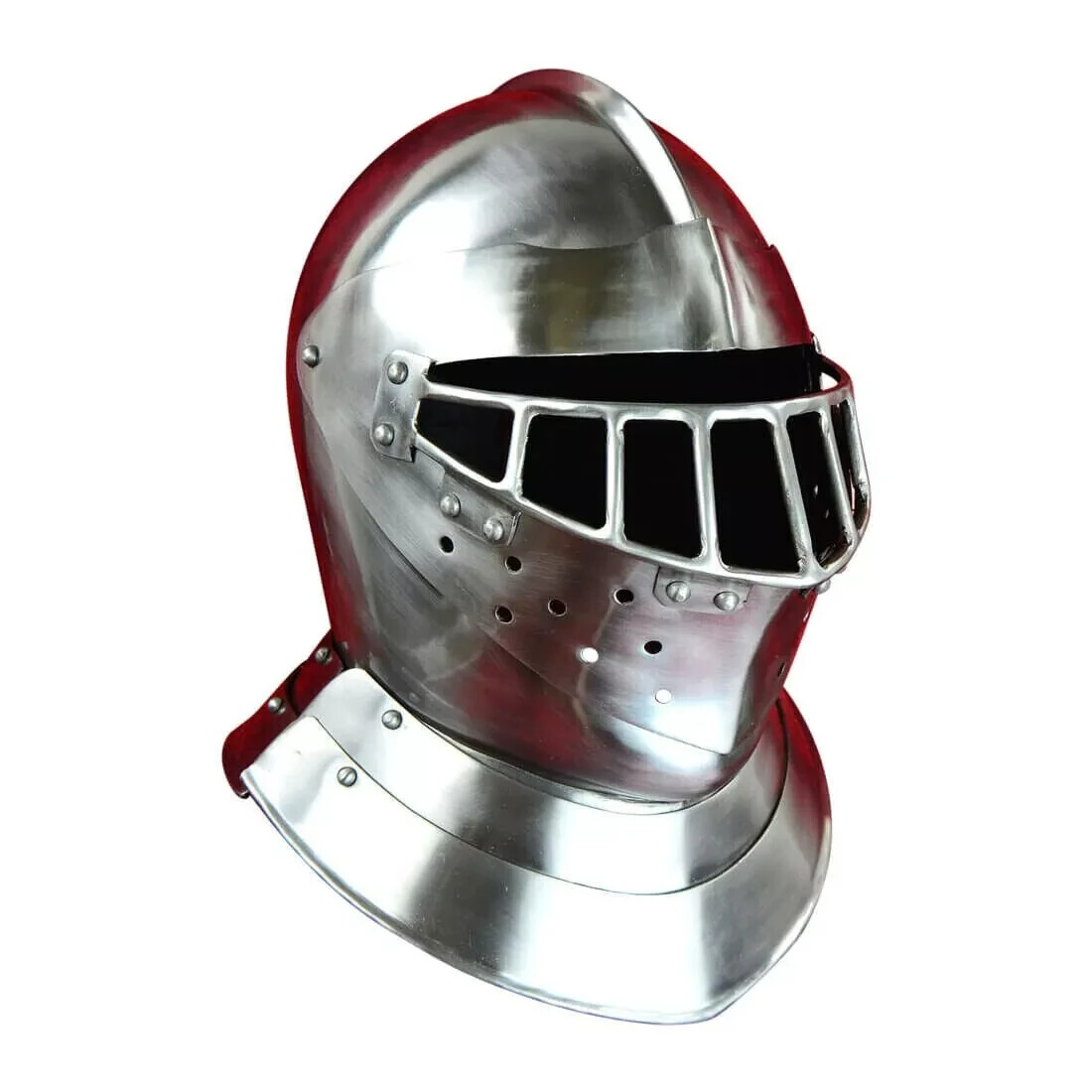 English Tourney Close Helm 18 Gauge Medieval Fantasy Barbuda Helmet English Tourney Close Helm 18 Gauge Medieval Fantasy Barbuda Helmet
