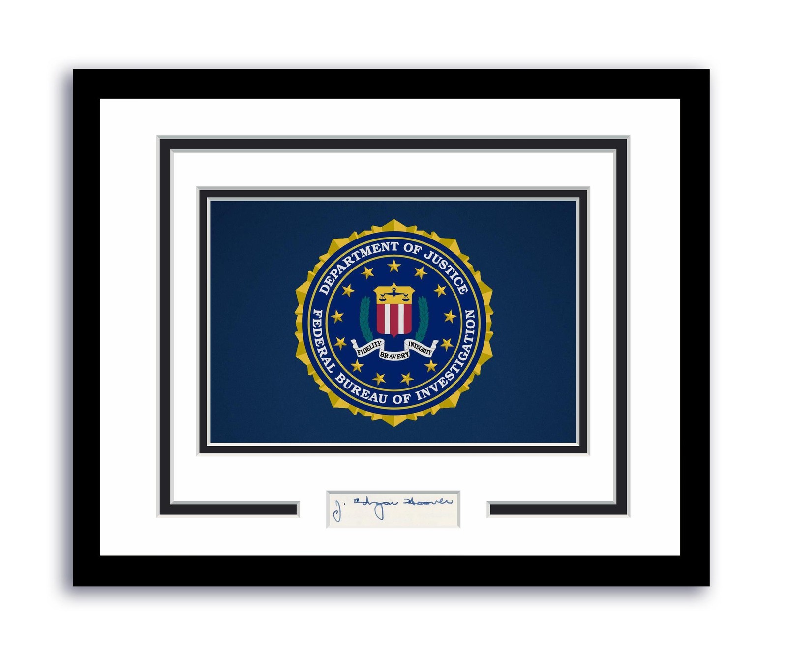 J. Edgar Hoover Autographed Signed 11x14 Framed Photo FBI Director Gun ACOA