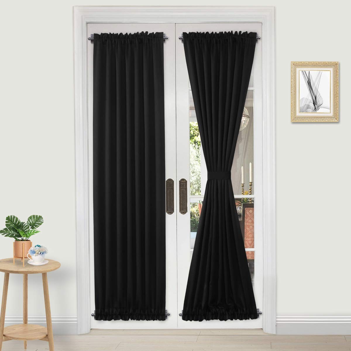 French Door Curtains Rod Pocket Thermal Blackout 25 W x 72 L Black DWCN Doors French Door Curtains Rod Pocket Thermal Blackout 25 W x 72 L Black DWCN Doors