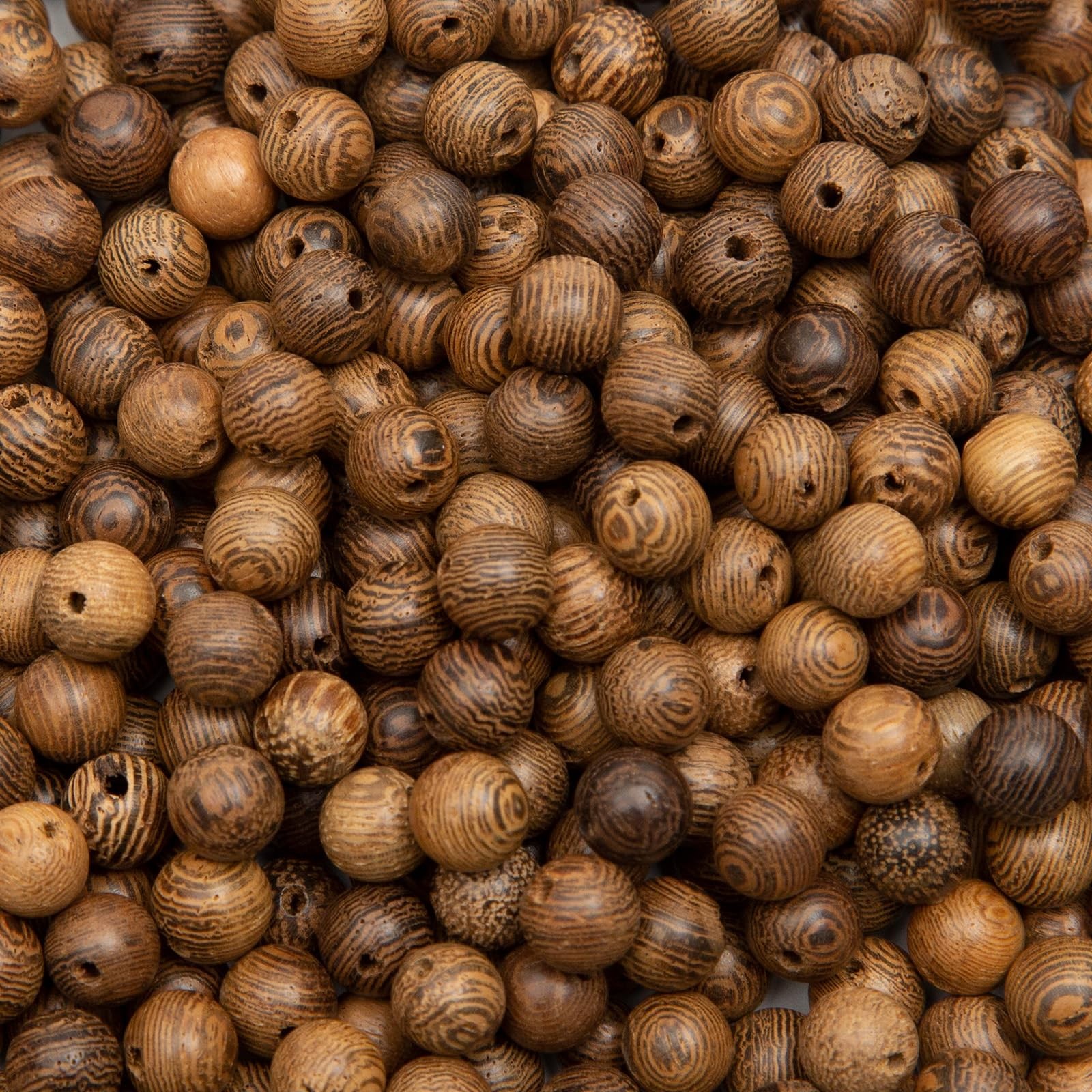 600Pcs 8Mm Dark Brown Wooden Beads Undyed Natural Stripe round Wood Beads Bulk W