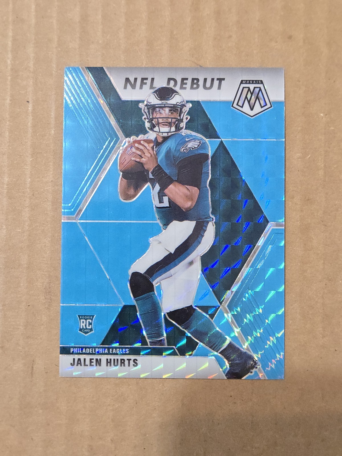 2020 PANINI MOSAIC BLUE FLUORESCENT #265 JALEN HURTS ROOKIE RC # 10/15