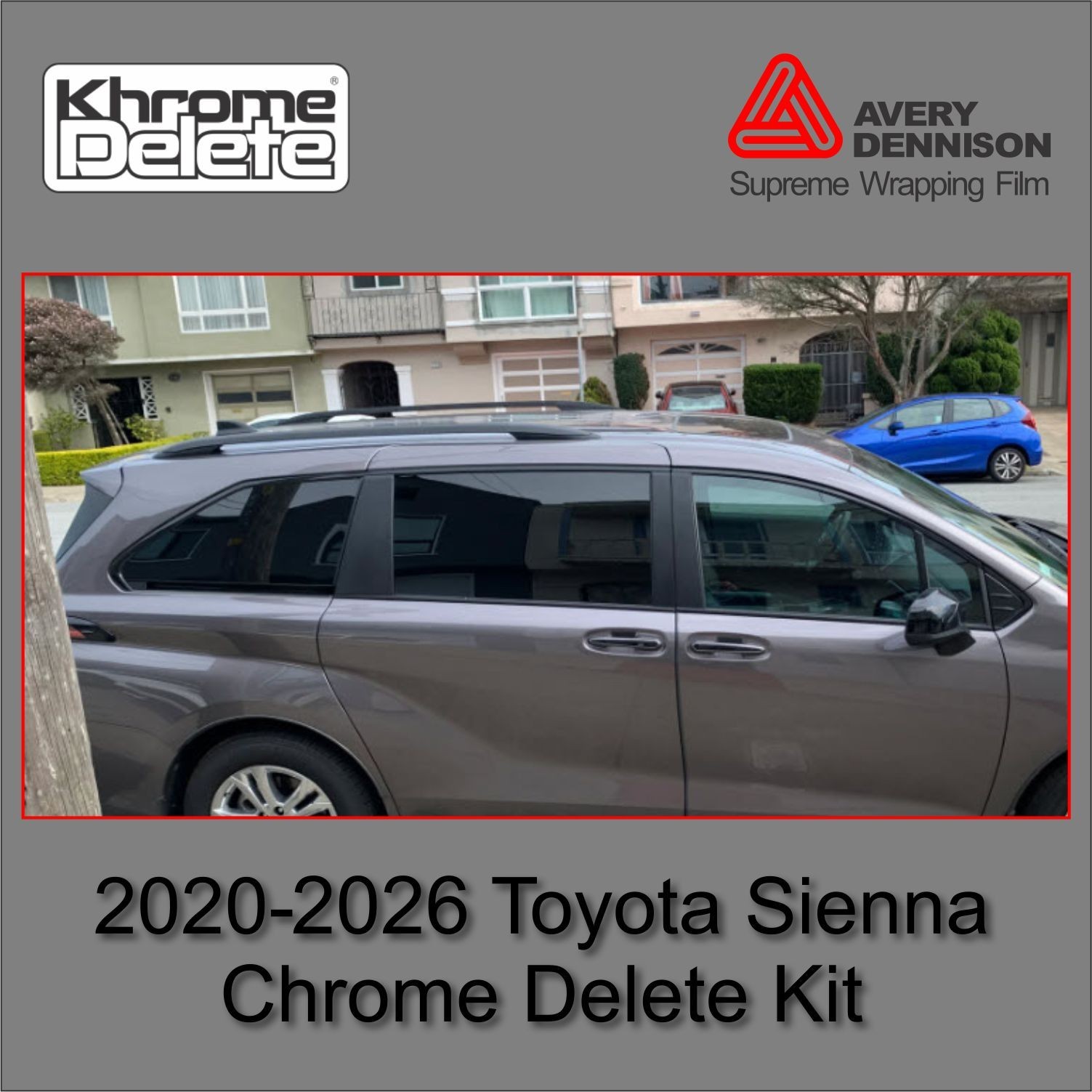 Chrome Delete Vinyl Wrap fitting the 2021_2026 Toyota Sienna (Glossy Black)