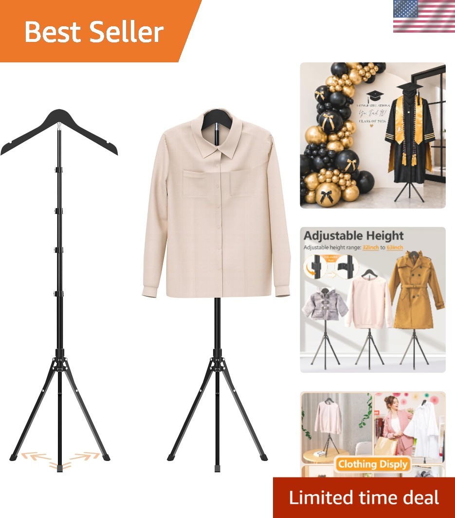 Elegant Adjustable Clothing Display Stand - 32-63 Inches, Dual-Material Design