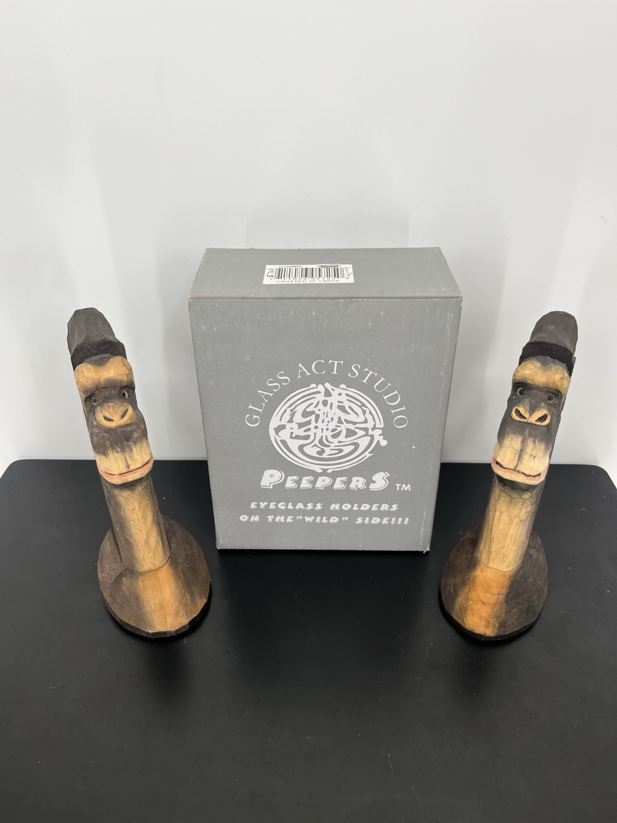 PEEPERS Gorilla Lot of 2 Eyeglasses Holder Wooden Stand Cute