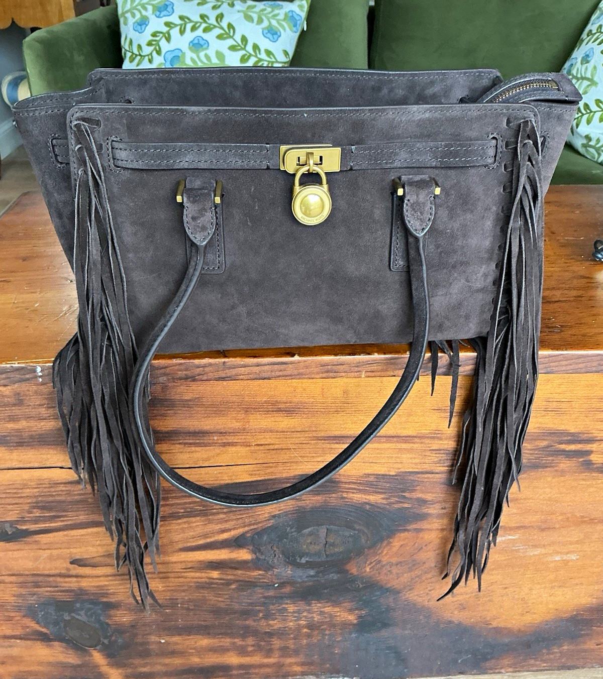 Michael Kors Hamilton Moderne Brown Suede Shoulder Tote  Fringe NWT