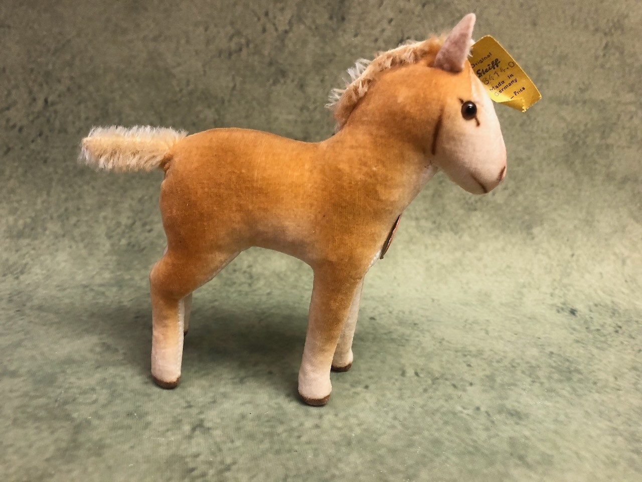 Vintage 1952 Steiff Pony Fohlen Velveteen Vibrant airbrushing all ID's  MINT